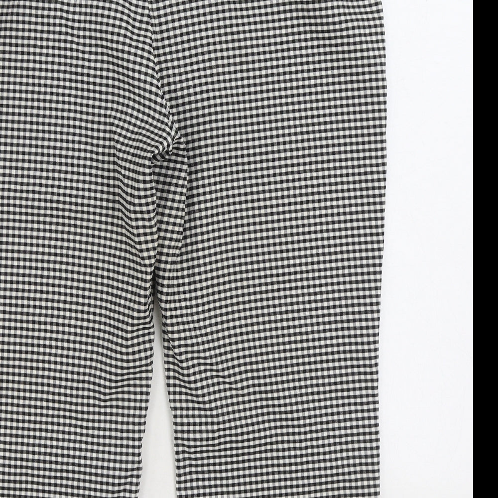 E-vie Womens Black Check Polyester Cropped Trousers Size 18 Regular Zip