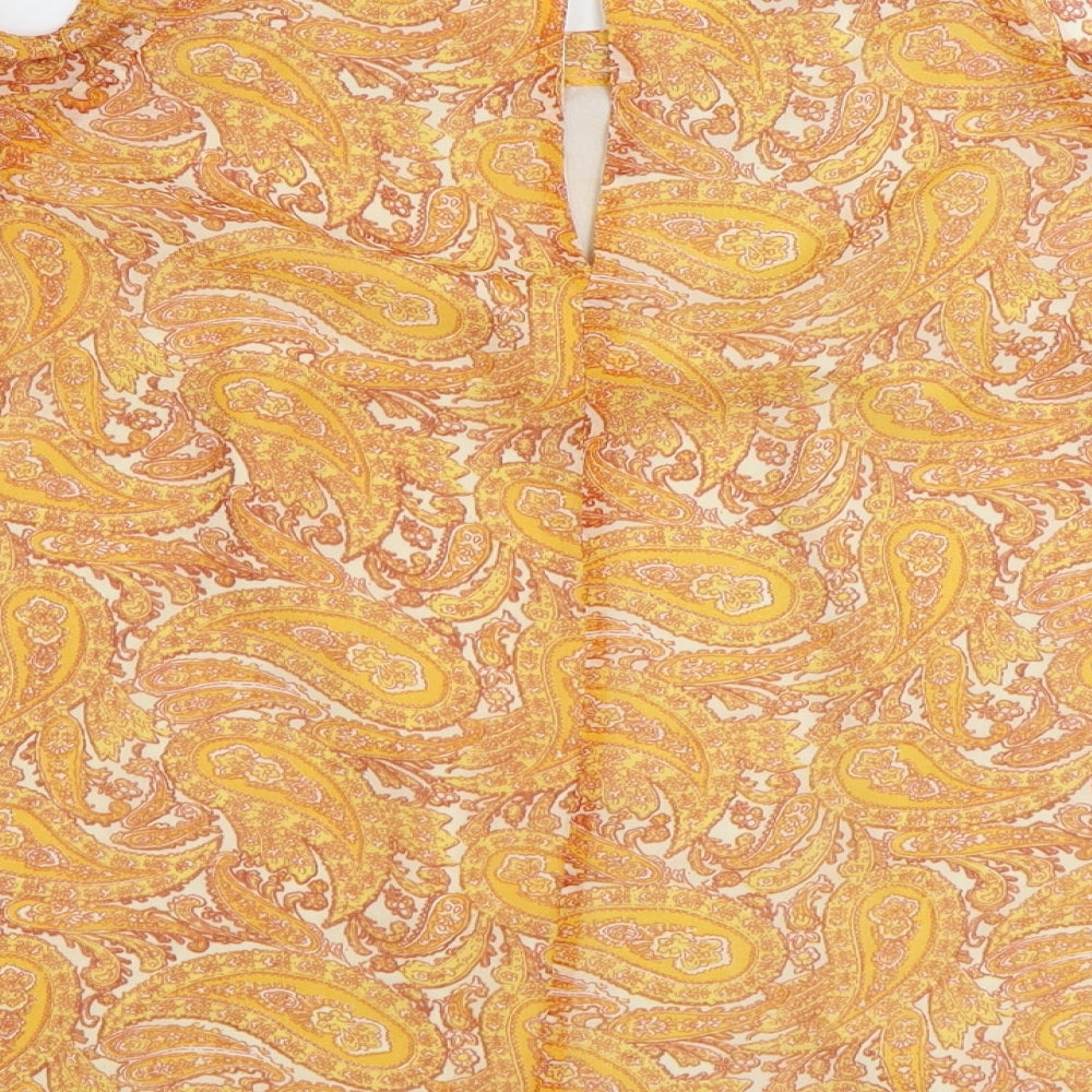 F&F Womens Orange Polyester Basic Blouse Size 14 Round Neck - Cold Shoulder