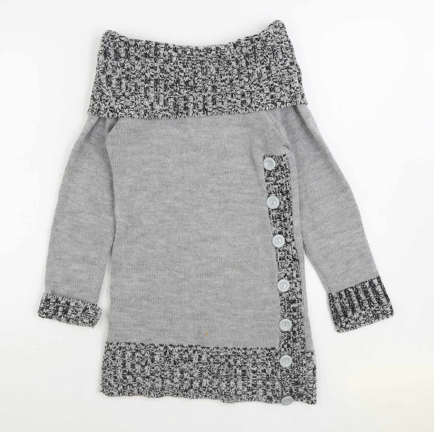 S.Wish Womens Grey Cowl Neck Acrylic Pullover Jumper Size S
