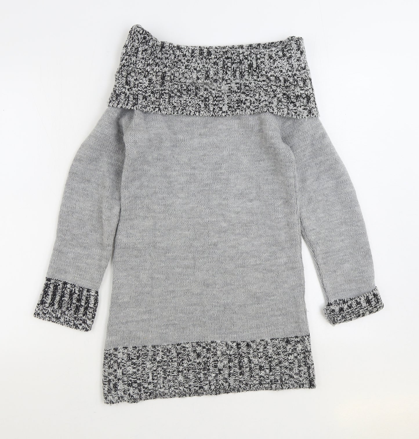 S.Wish Womens Grey Cowl Neck Acrylic Pullover Jumper Size S