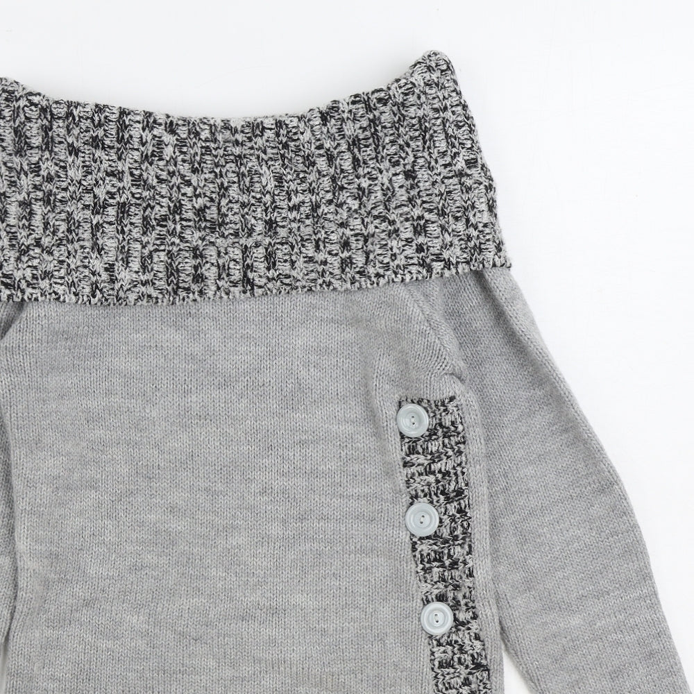 S.Wish Womens Grey Cowl Neck Acrylic Pullover Jumper Size S