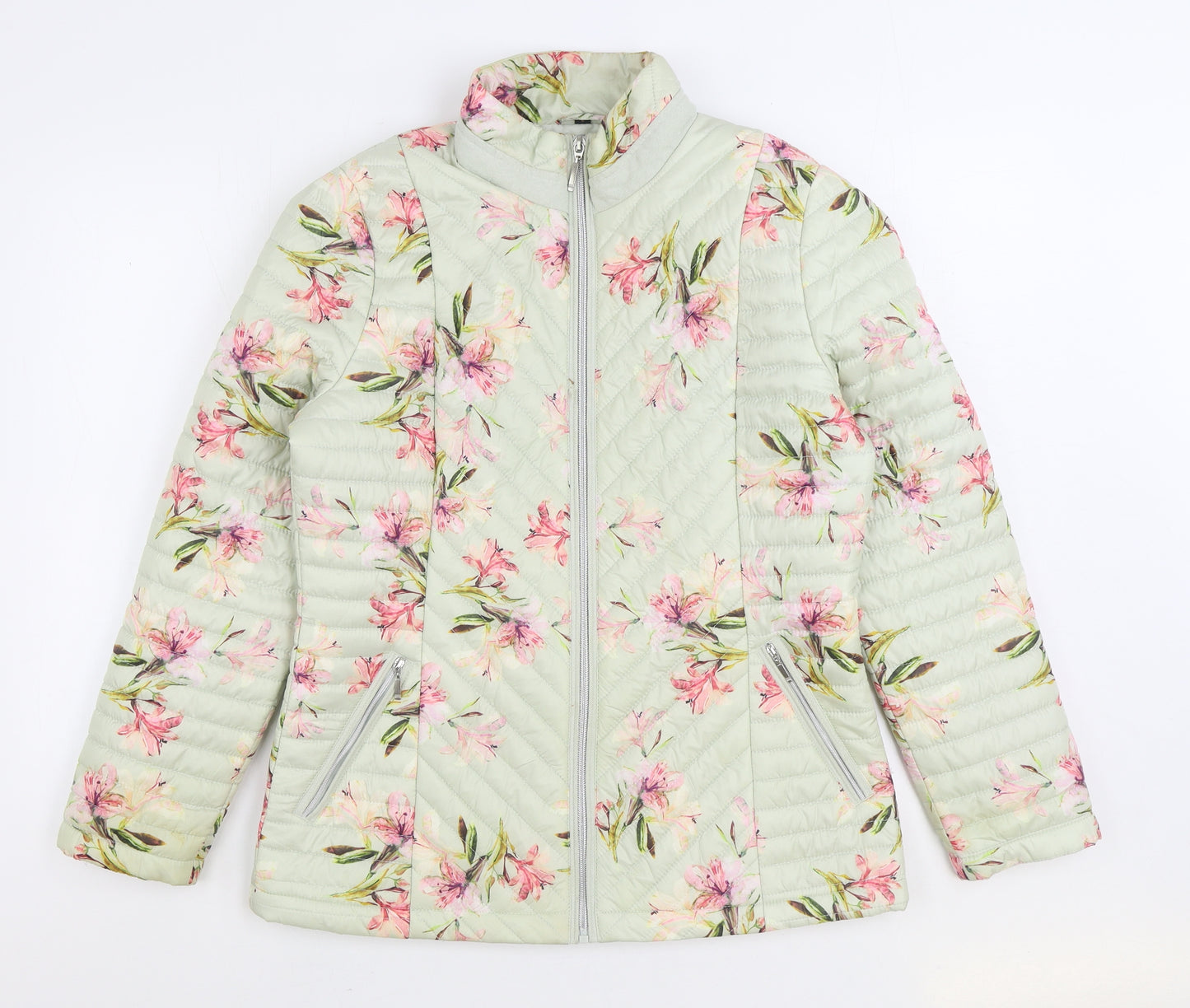 Anna Rose Womens Multicoloured Floral Quilted Coat Size S Zip