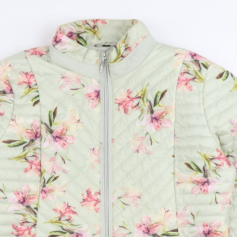 Anna Rose Womens Multicoloured Floral Quilted Coat Size S Zip