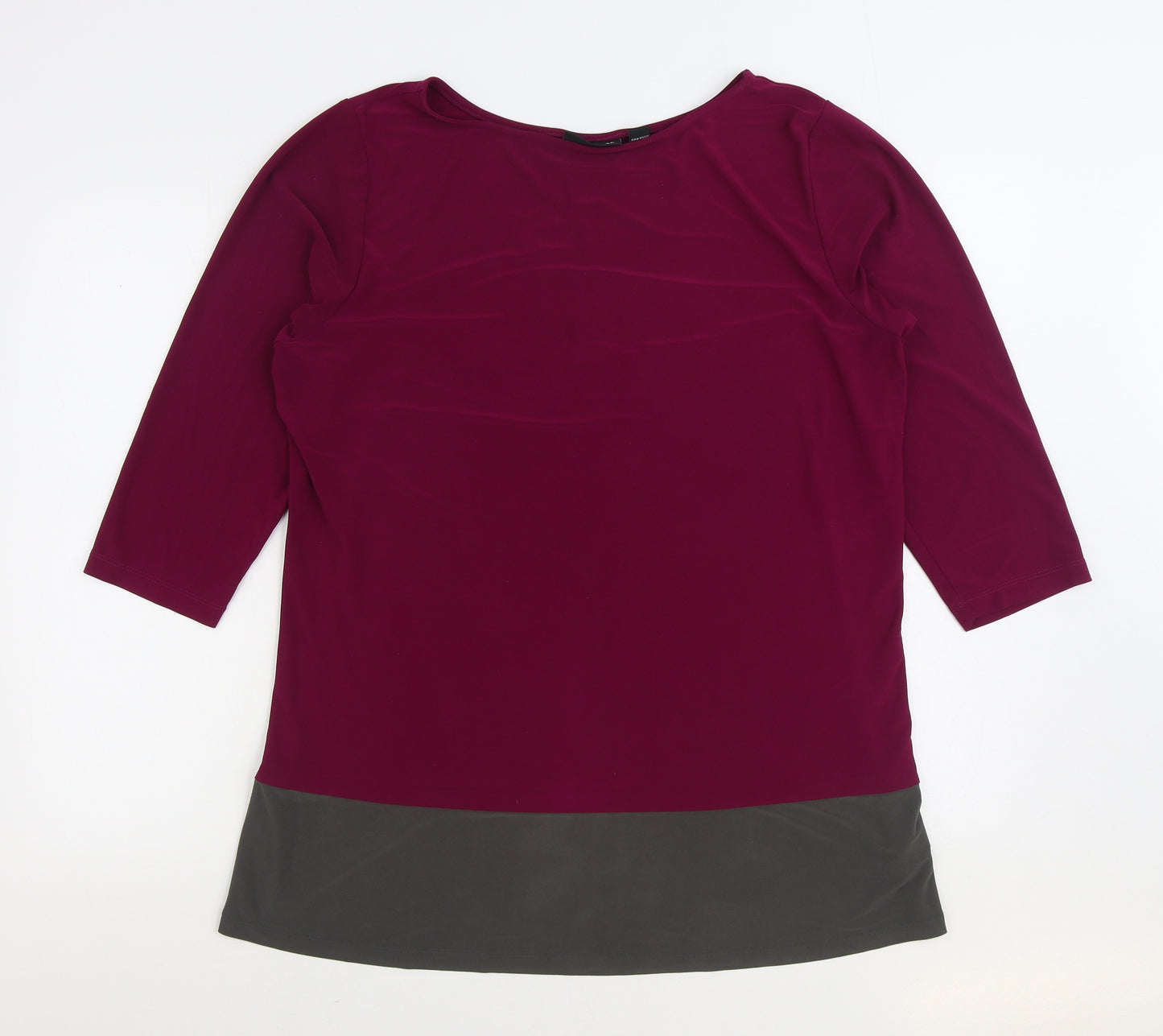 Nina Leonard Womens Purple Polyester Basic Blouse Size XL Boat Neck