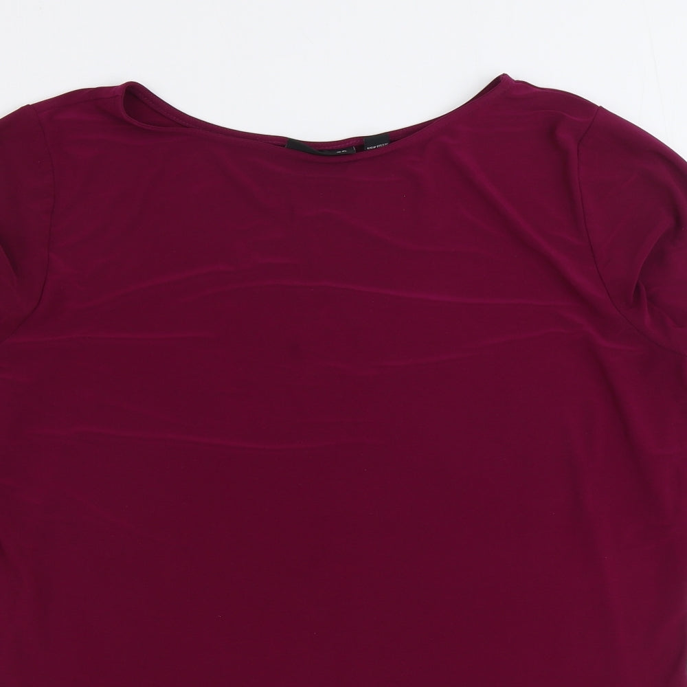 Nina Leonard Womens Purple Polyester Basic Blouse Size XL Boat Neck