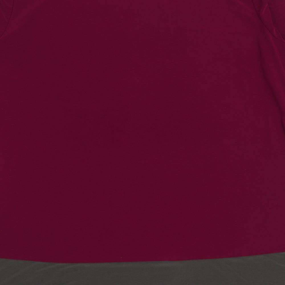 Nina Leonard Womens Purple Polyester Basic Blouse Size XL Boat Neck