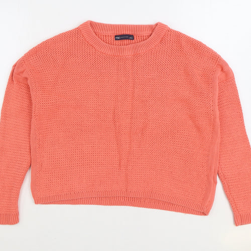 Marks and Spencer Womens Pink Round Neck 100% Cotton Pullover Jumper Size L