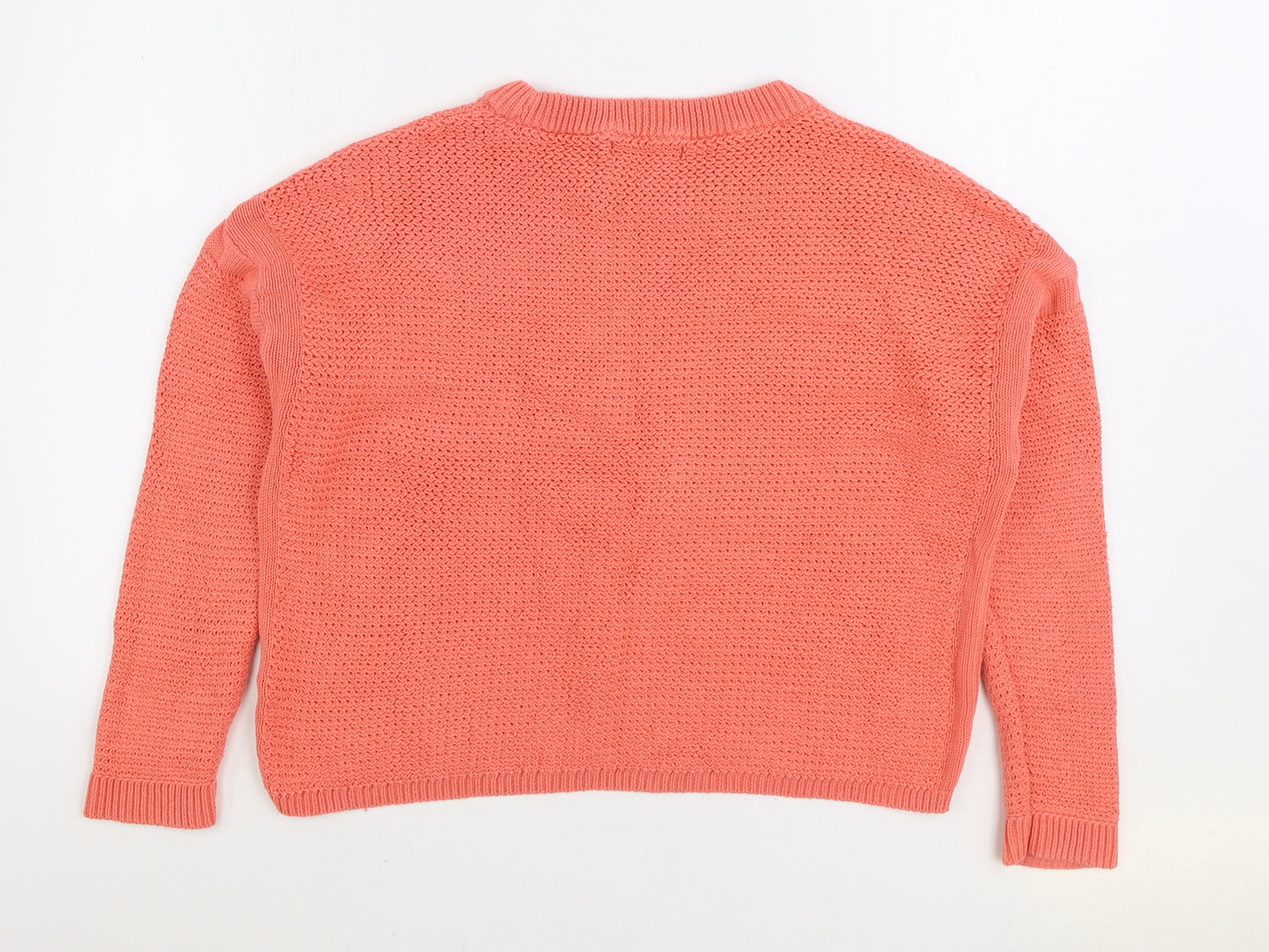Marks and Spencer Womens Pink Round Neck 100% Cotton Pullover Jumper Size L