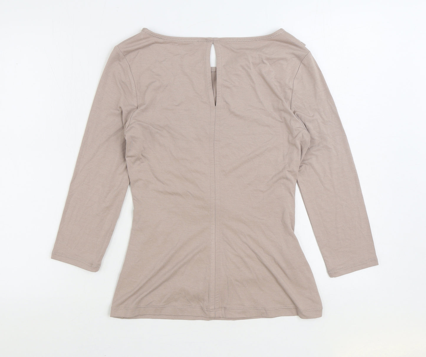 Karen Miller Womens Beige Viscose Basic Blouse Size 12 Boat Neck