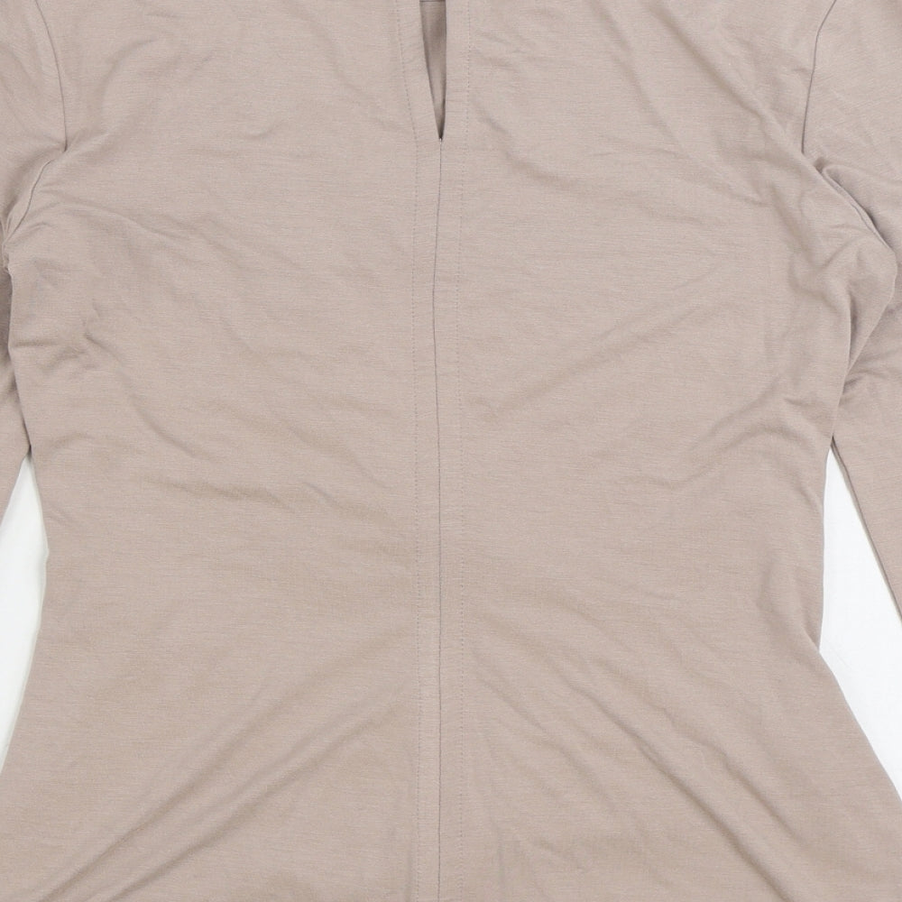 Karen Miller Womens Beige Viscose Basic Blouse Size 12 Boat Neck