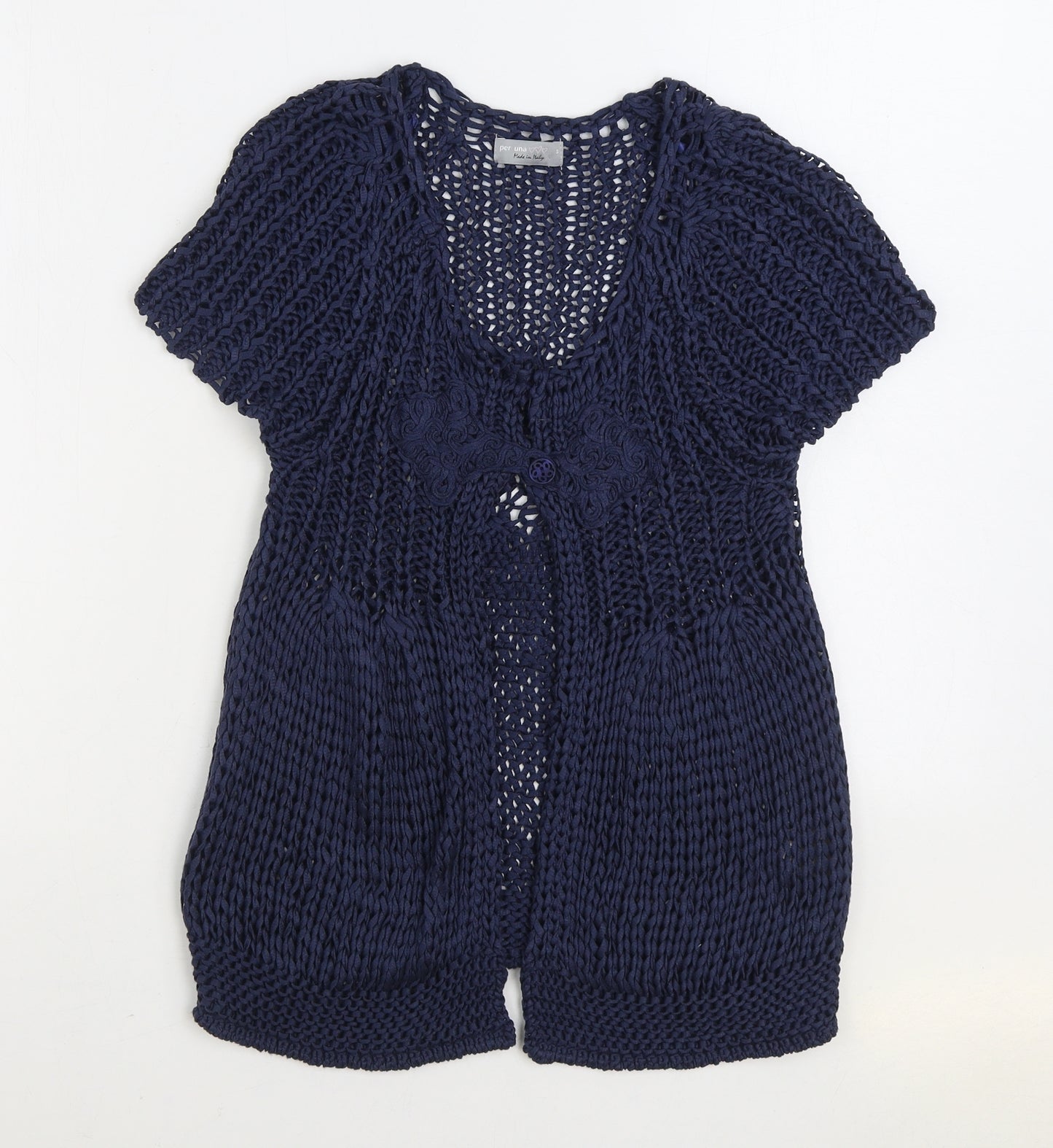 Per Una Womens Blue V-Neck Acrylic Cardigan Jumper Size S