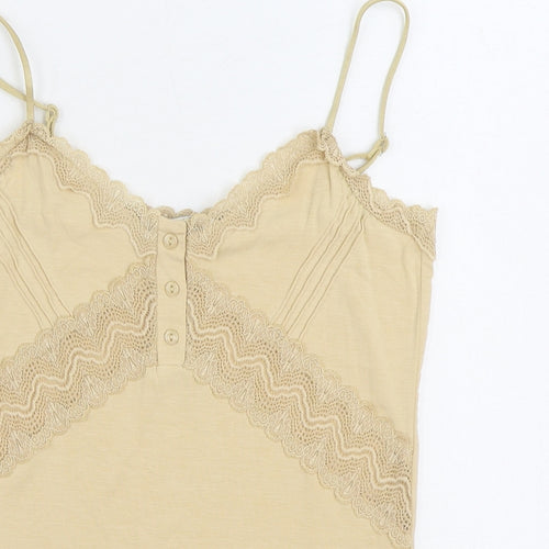 Peruzzi Womens Beige Viscose Camisole Tank Size M V-Neck