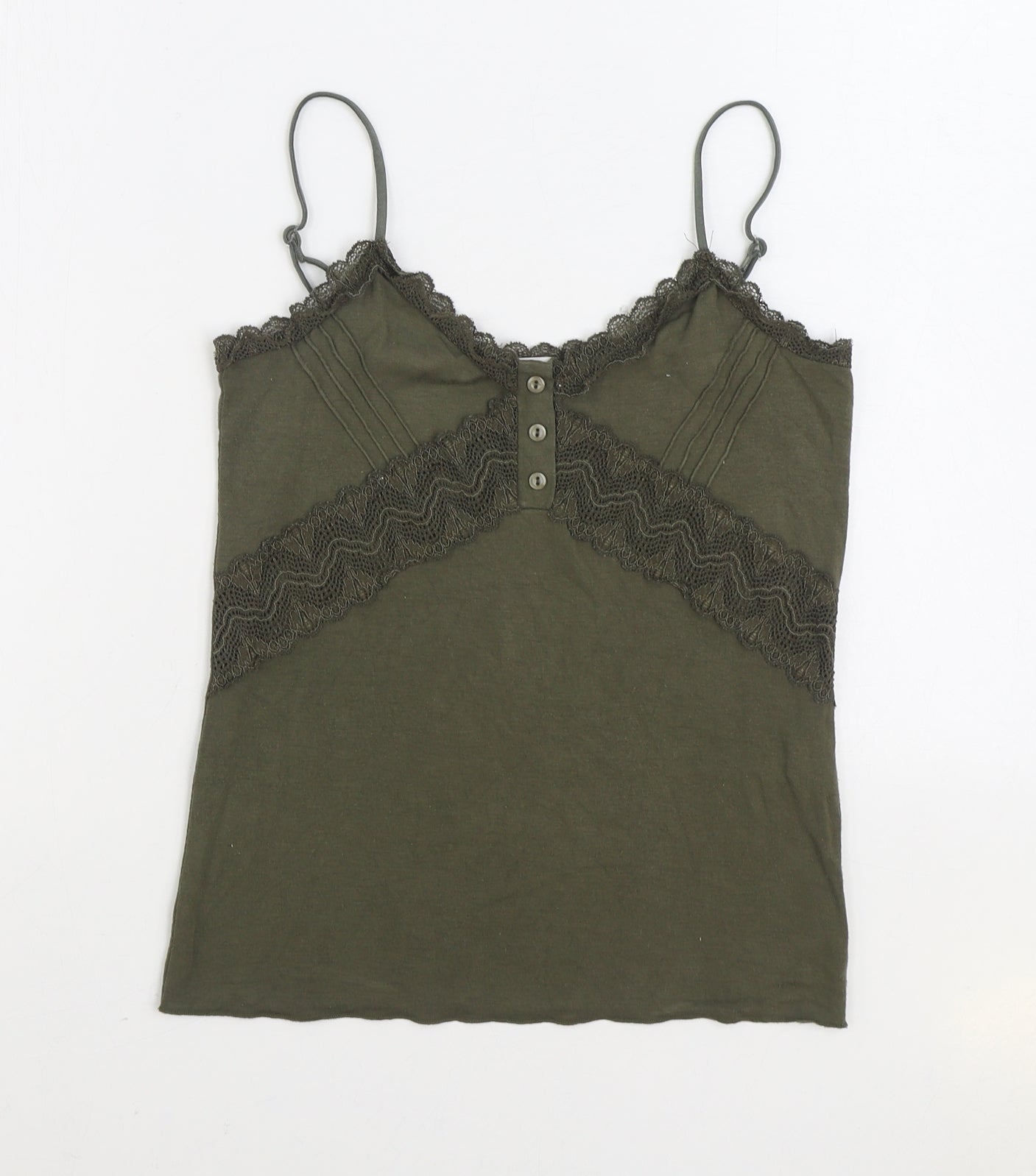 Peruzzi Womens Green Viscose Camisole T-Shirt Size M V-Neck