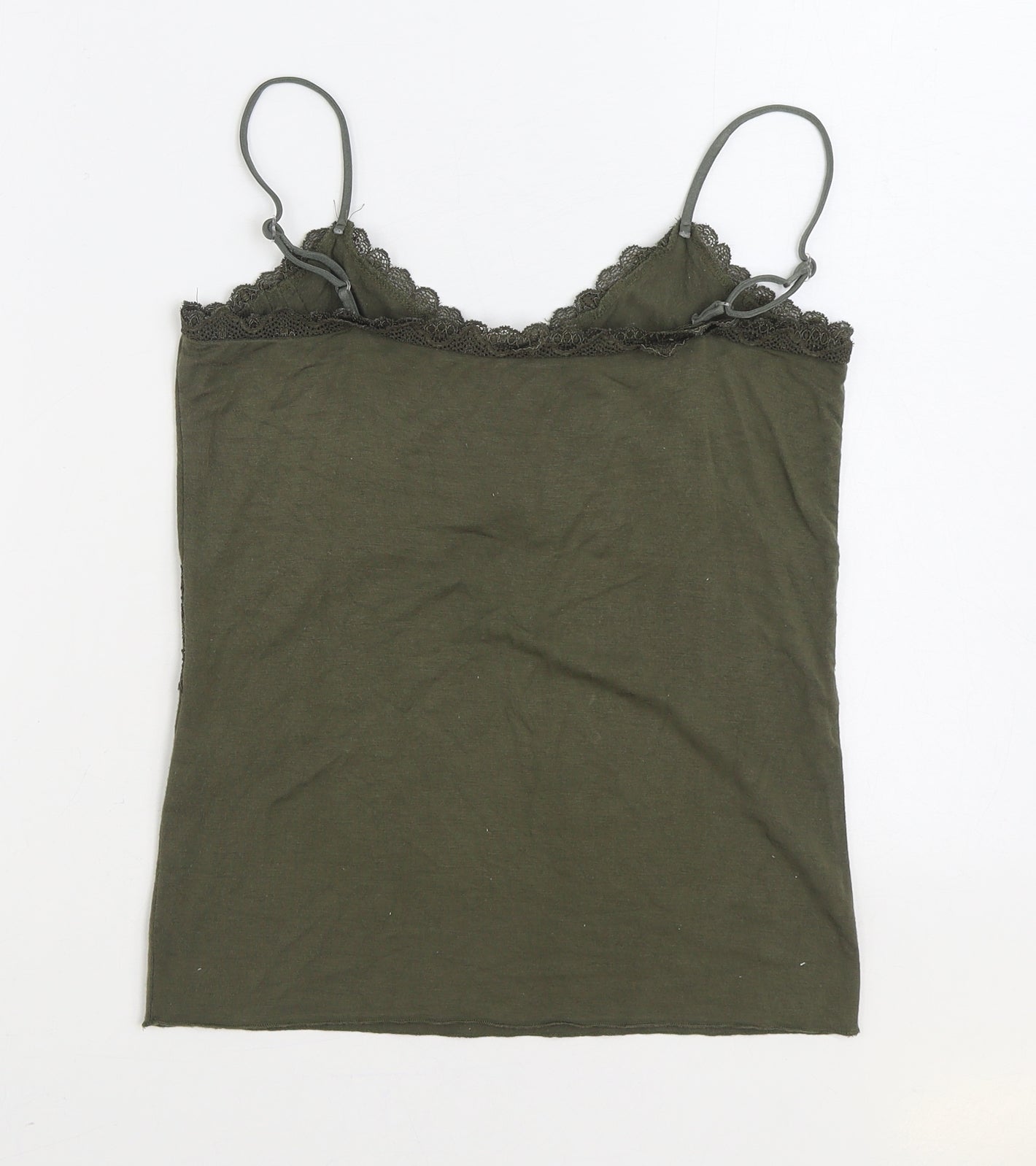 Peruzzi Womens Green Viscose Camisole T-Shirt Size M V-Neck