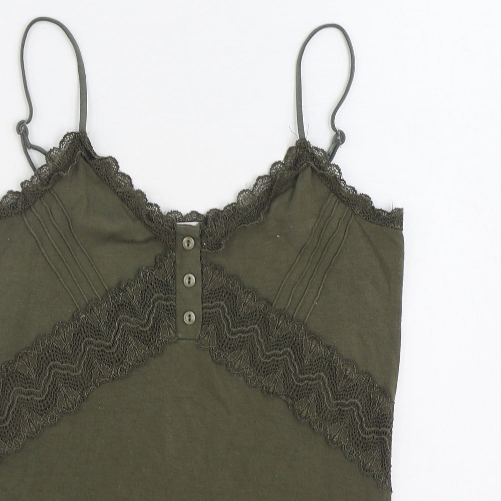 Peruzzi Womens Green Viscose Camisole T-Shirt Size M V-Neck