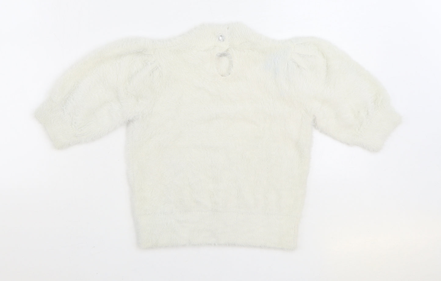 NEXT Girls White Mock Neck Nylon Pullover Jumper Size 10 Years Button