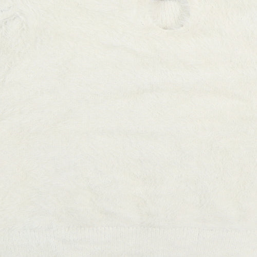 NEXT Girls White Mock Neck Nylon Pullover Jumper Size 10 Years Button