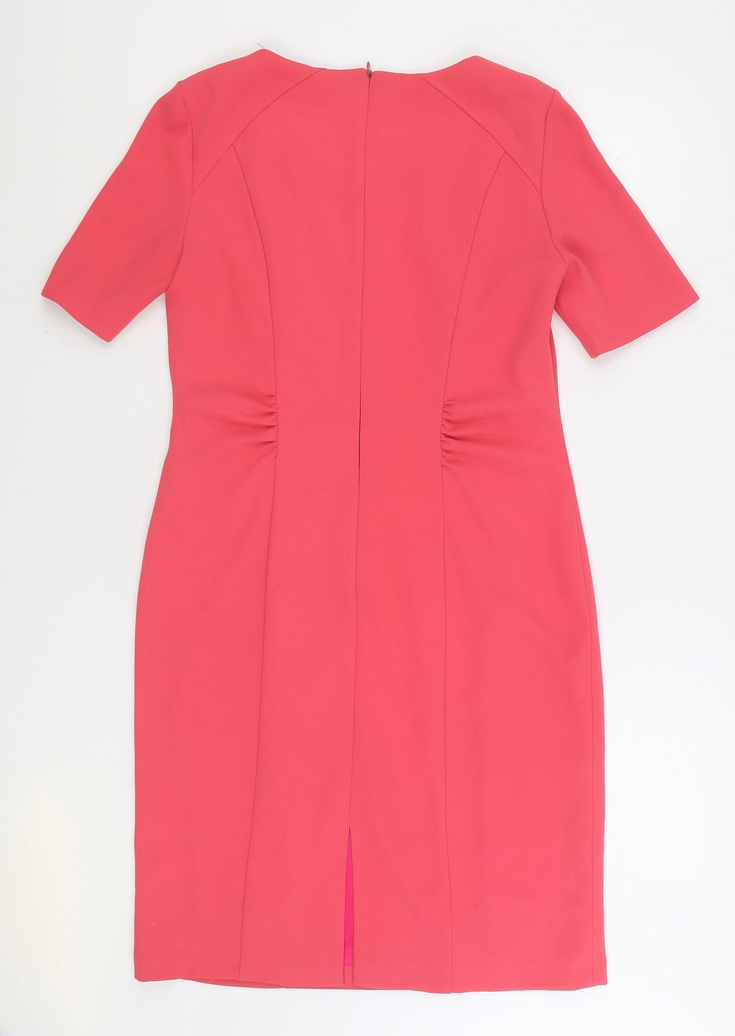 APANAGE Womens Pink Polyester Pencil Dress Size 14 Round Neck Zip
