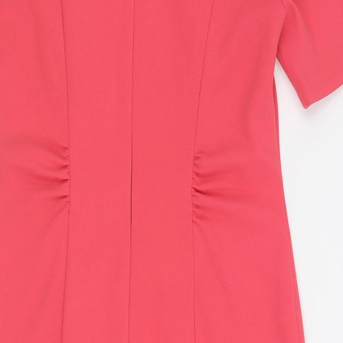 APANAGE Womens Pink Polyester Pencil Dress Size 14 Round Neck Zip