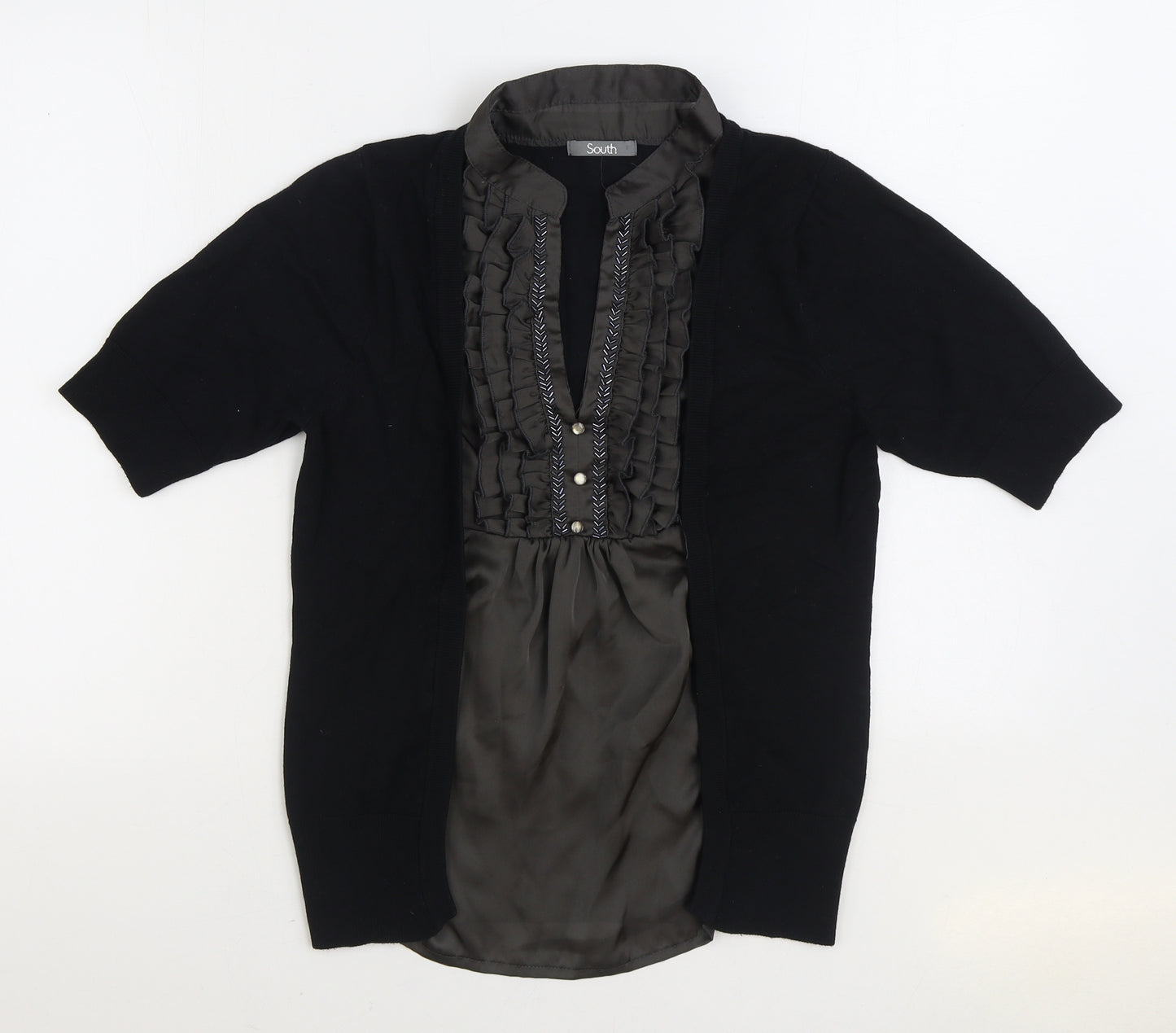 South Womens Black V-Neck Viscose Pullover Jumper Size 16