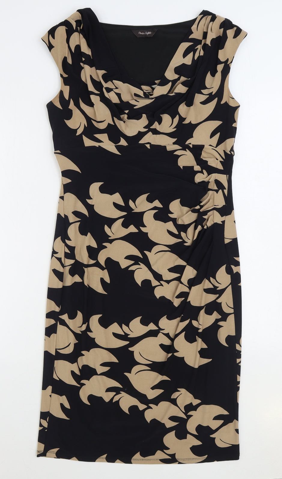 Phase Eight Womens Black Geometric Polyester Sheath Size M Cowl Neck Pullover