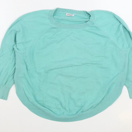 Damart Womens Blue Round Neck 100% Cotton Pullover Jumper Size 18