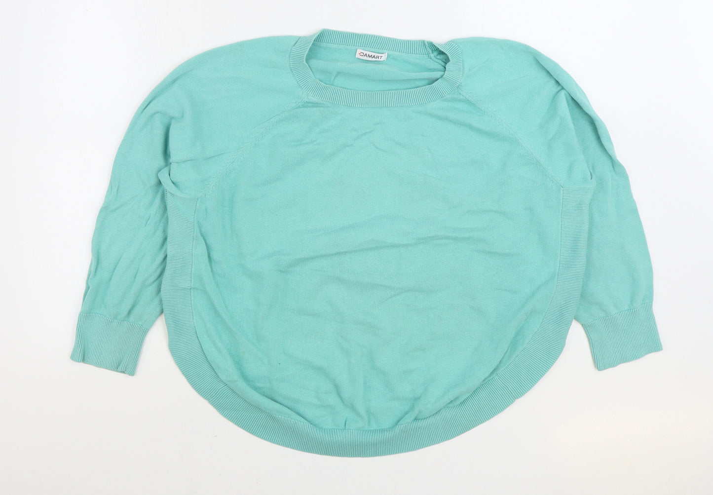 Damart Womens Blue Round Neck 100% Cotton Pullover Jumper Size 18