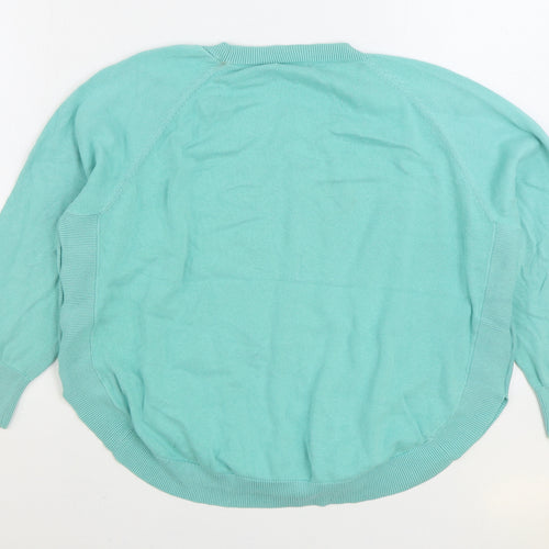 Damart Womens Blue Round Neck 100% Cotton Pullover Jumper Size 18