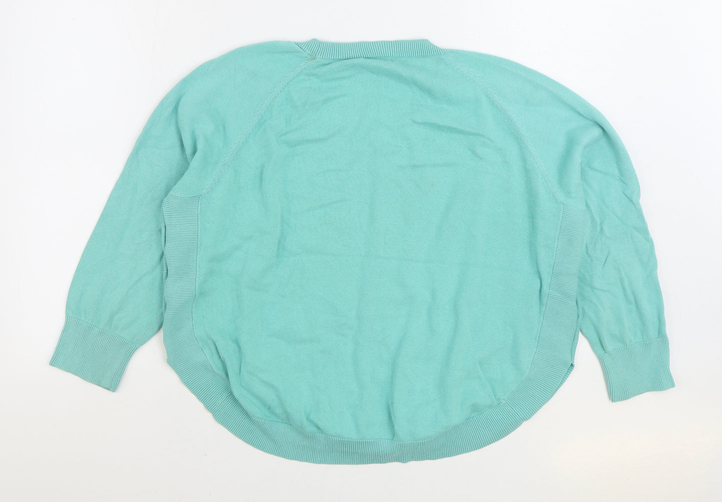 Damart Womens Blue Round Neck 100% Cotton Pullover Jumper Size 18