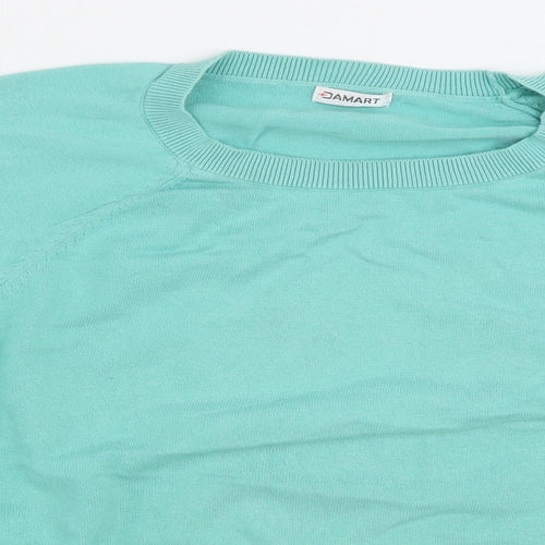 Damart Womens Blue Round Neck 100% Cotton Pullover Jumper Size 18