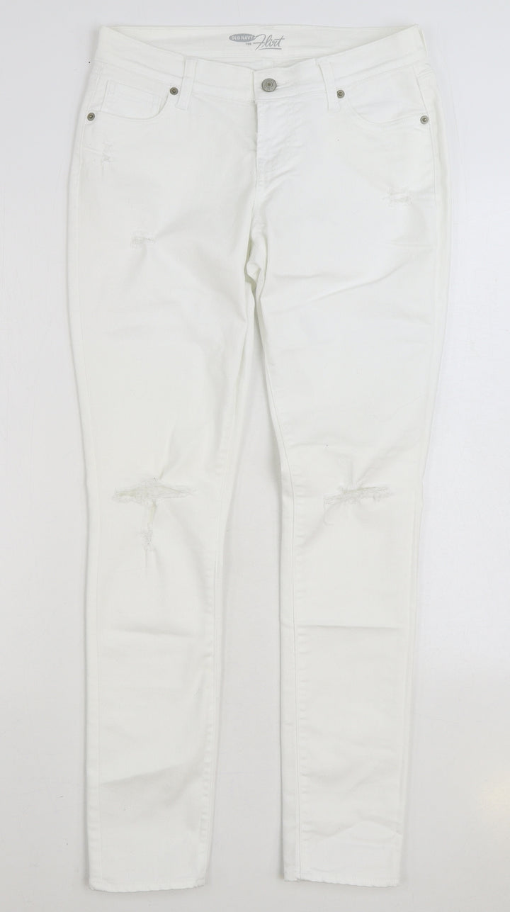 Old Navy Womens White Cotton Skinny Jeans Size 30 in L29 in Regular Zip