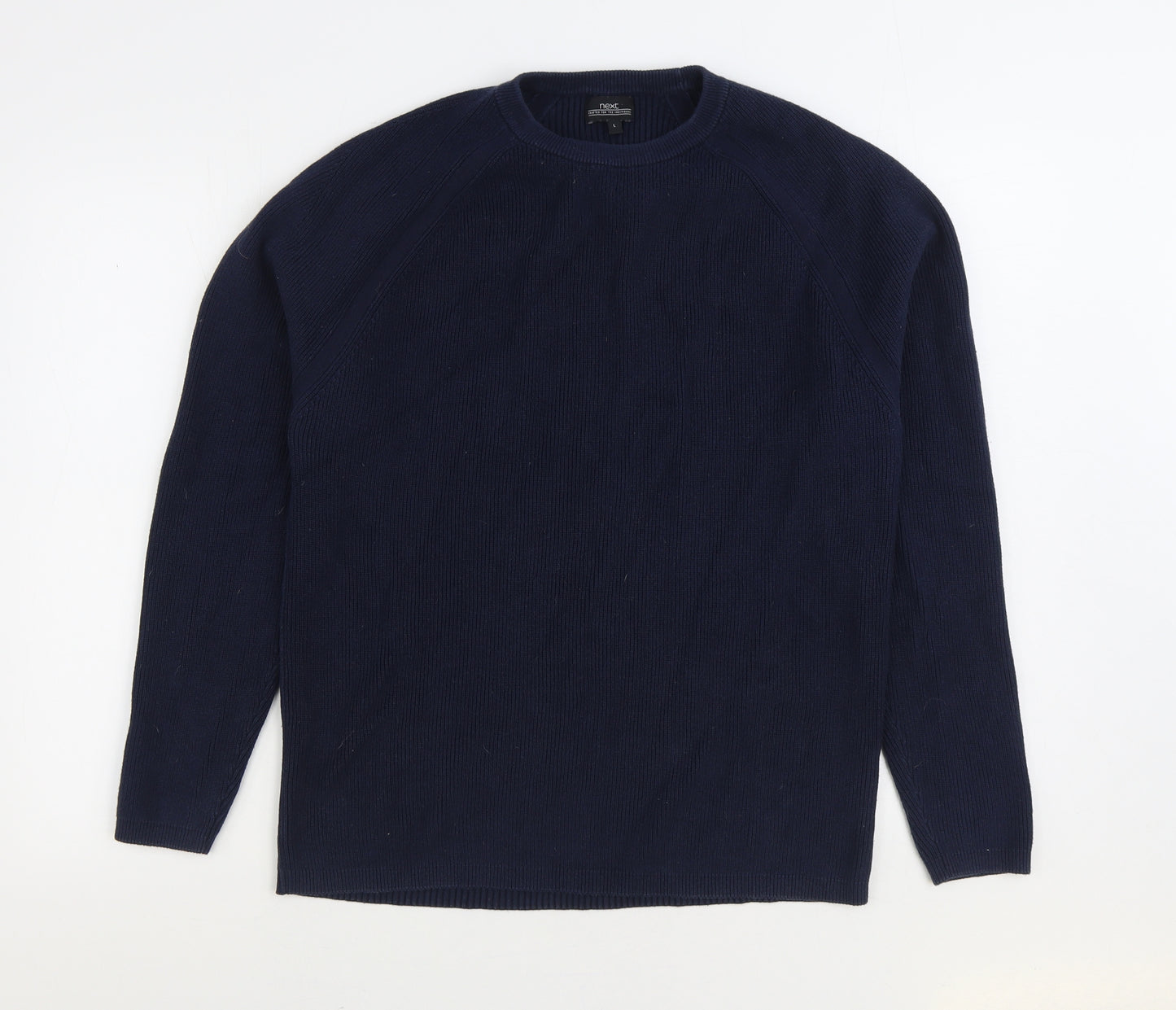 NEXT Mens Blue Round Neck Cotton Pullover Jumper Size L