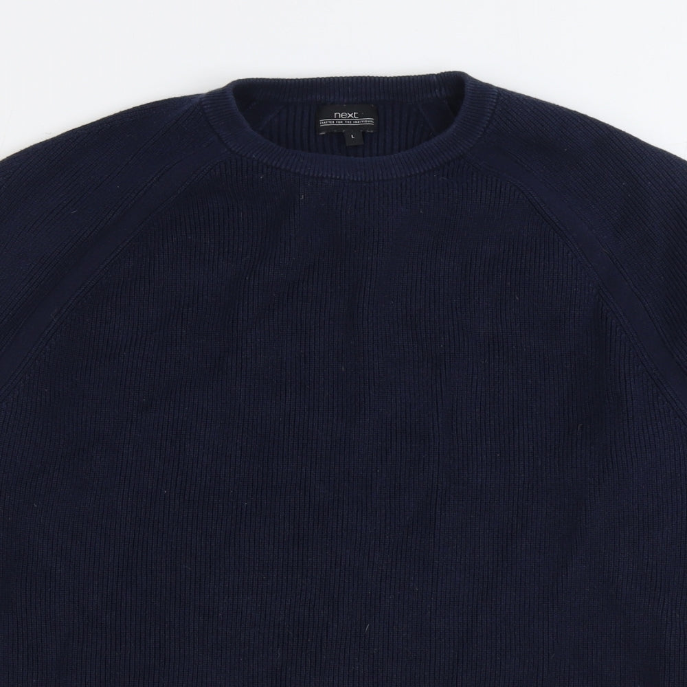 NEXT Mens Blue Round Neck Cotton Pullover Jumper Size L