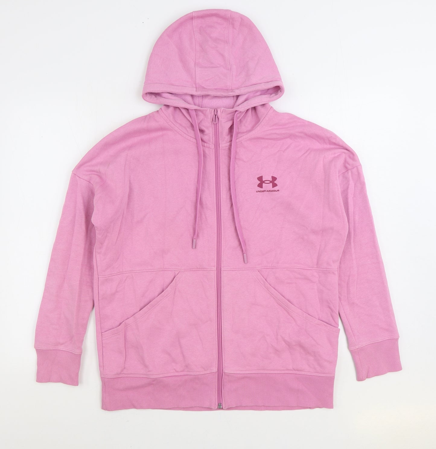 Under armour Womens Pink Cotton Full Zip Hoodie Size S Zip