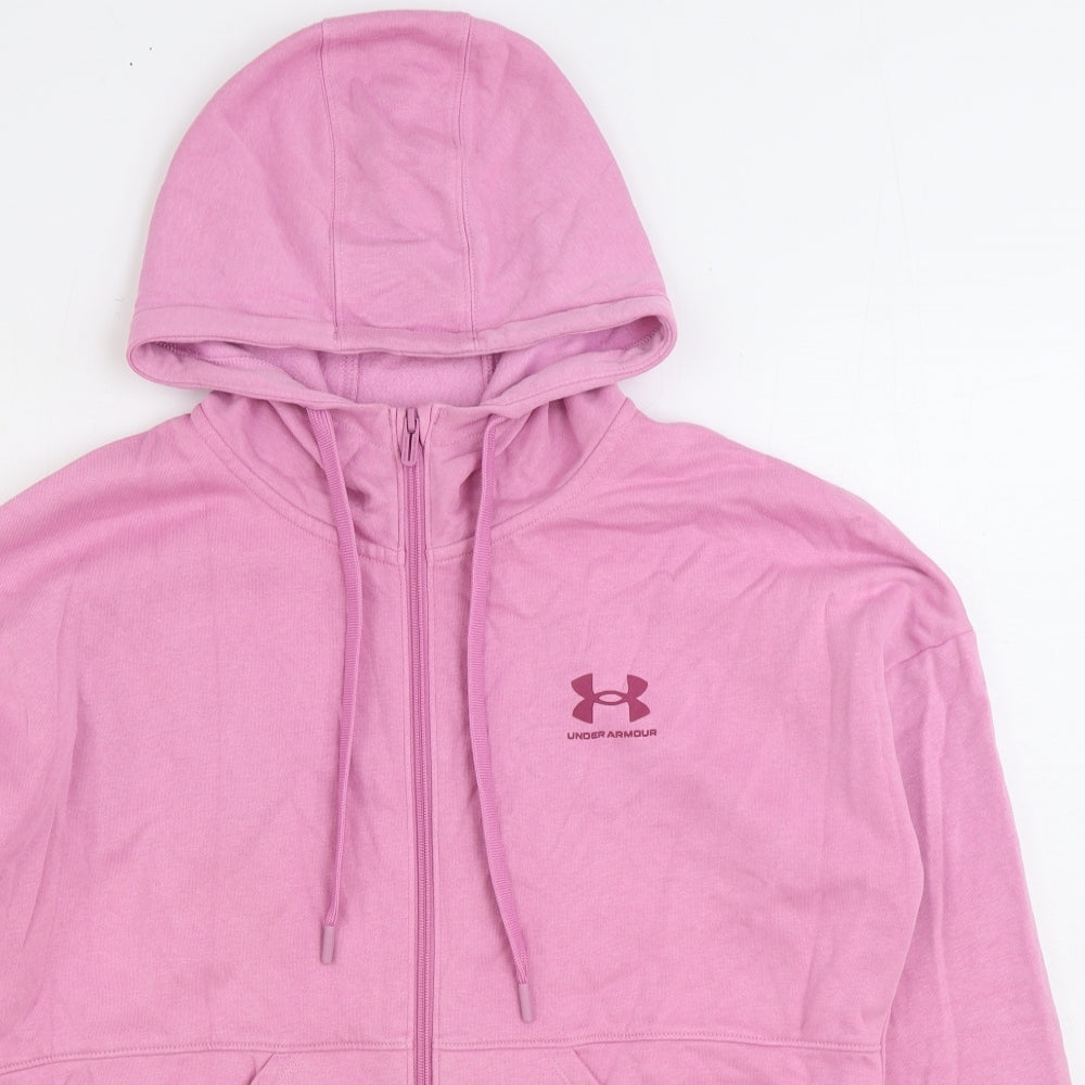 Under armour Womens Pink Cotton Full Zip Hoodie Size S Zip