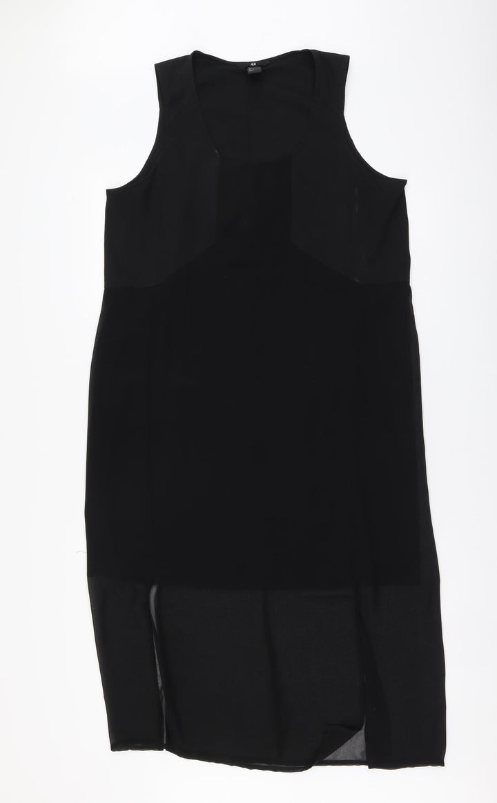 H&M Womens Black Polyester A-Line Size 16 Round Neck Pullover