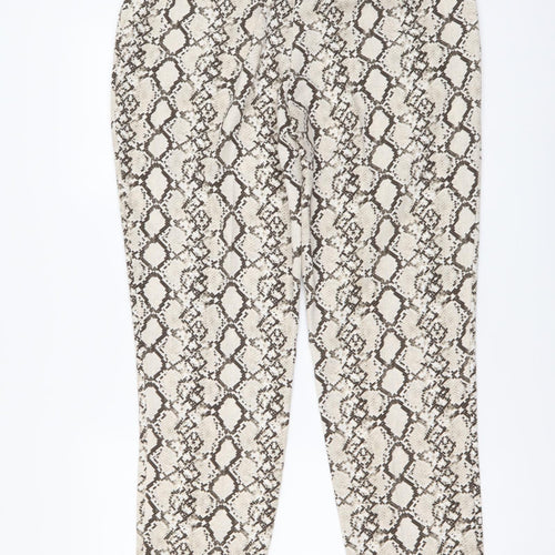 Dorothy Perkins Womens Beige Animal Print Polyester Chino Trousers Size 12 L27 in Regular Button - Snake pattern