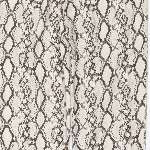 Dorothy Perkins Womens Beige Animal Print Polyester Chino Trousers Size 12 L27 in Regular Button - Snake pattern