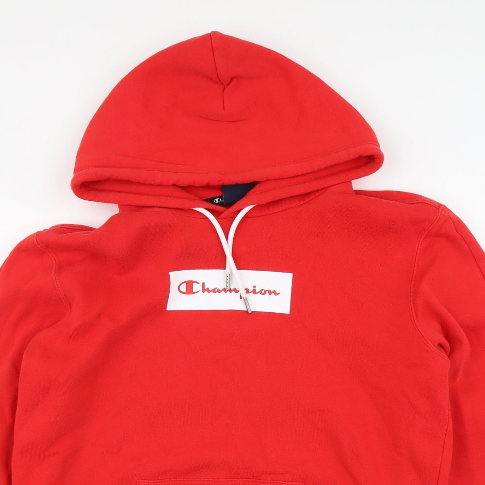 Champion Mens Red Cotton Pullover Hoodie Size M