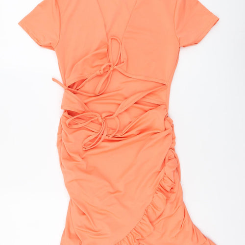 SheIn Womens Pink Polyester Mini Size S Collared Drawstring