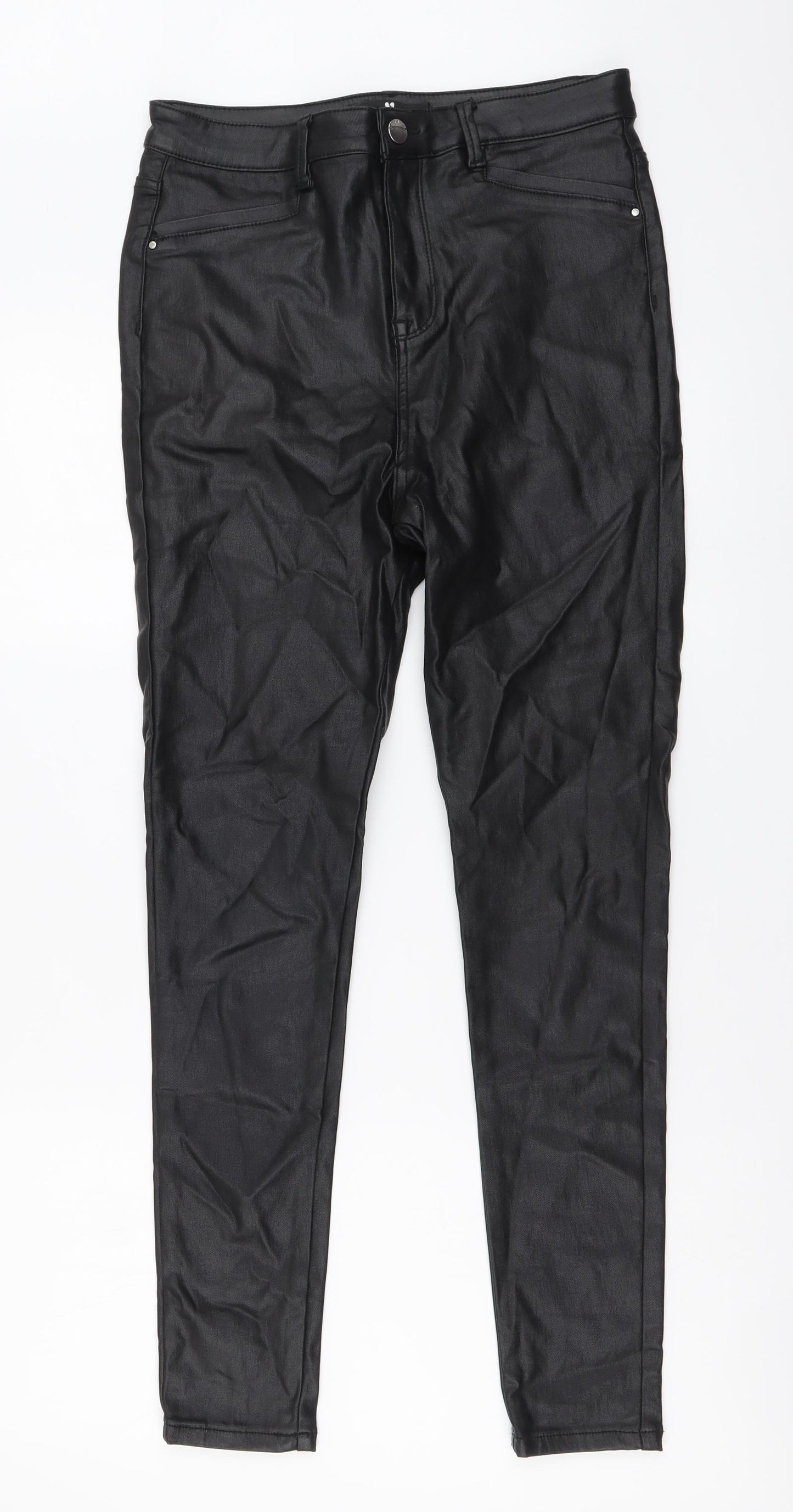 Very Womens Black Viscose Jegging Trousers Size 14 L27 in Regular Button