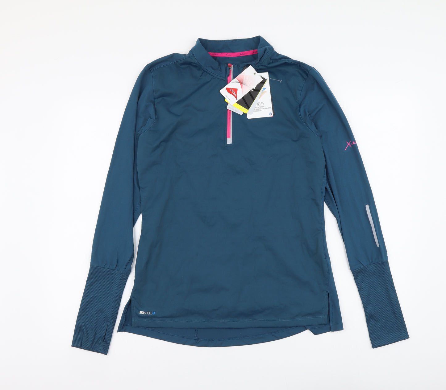 Karrimor Womens Blue Polyester Basic T-Shirt Size 14 High Neck Zip