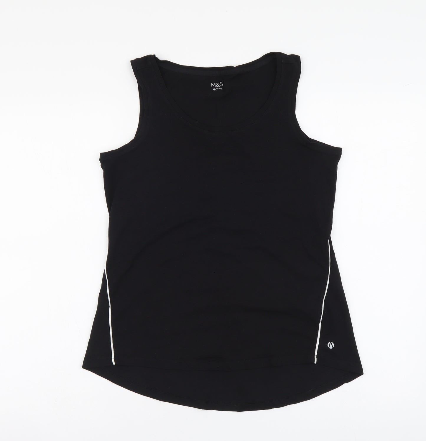 Marks and Spencer Womens Black Cotton Tank Size 14 Round Neck Pullover