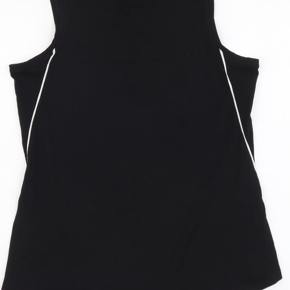 Marks and Spencer Womens Black Cotton Tank Size 14 Round Neck Pullover