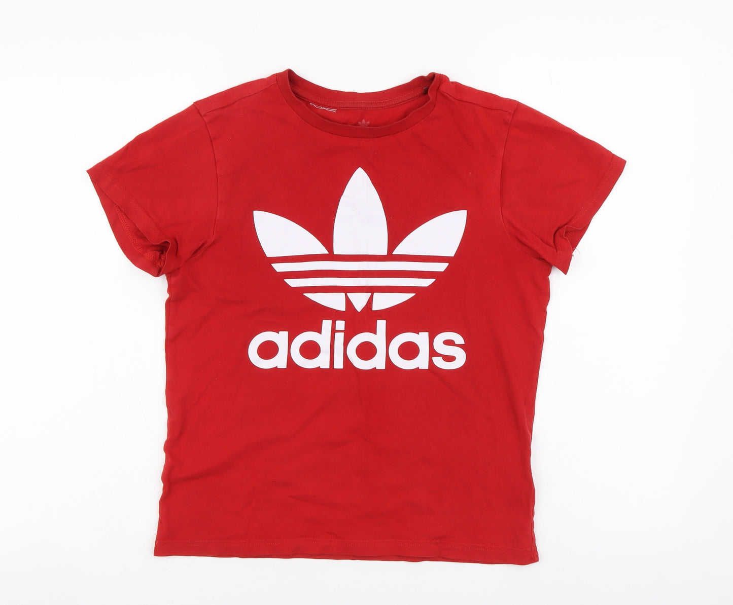 adidas Boys Red Cotton Basic Polo Size 11-12 Years Round Neck Pullover