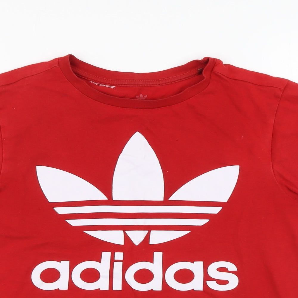adidas Boys Red Cotton Basic Polo Size 11-12 Years Round Neck Pullover