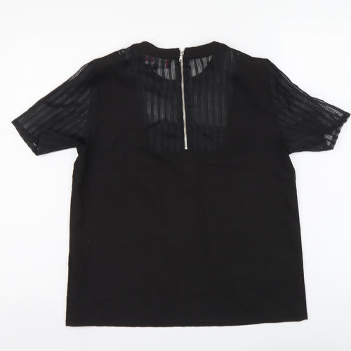Rant & Rave Womens Black Polyester Basic Blouse Size 10 High Neck