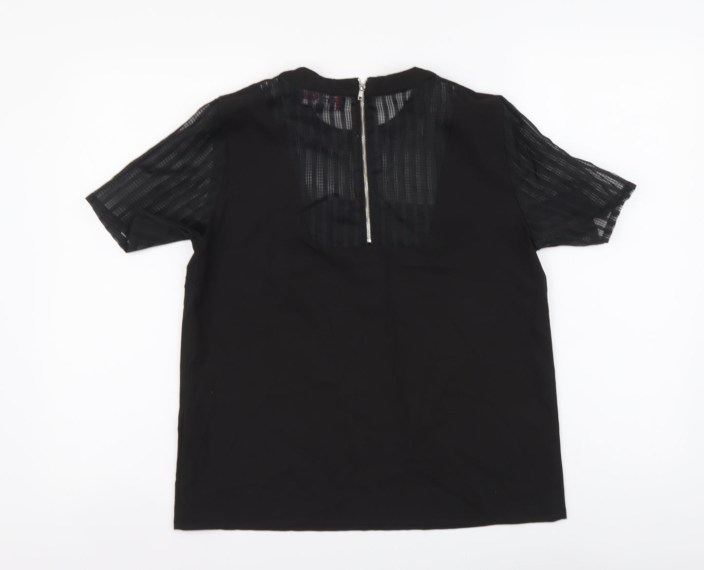 Rant & Rave Womens Black Polyester Basic Blouse Size 10 High Neck