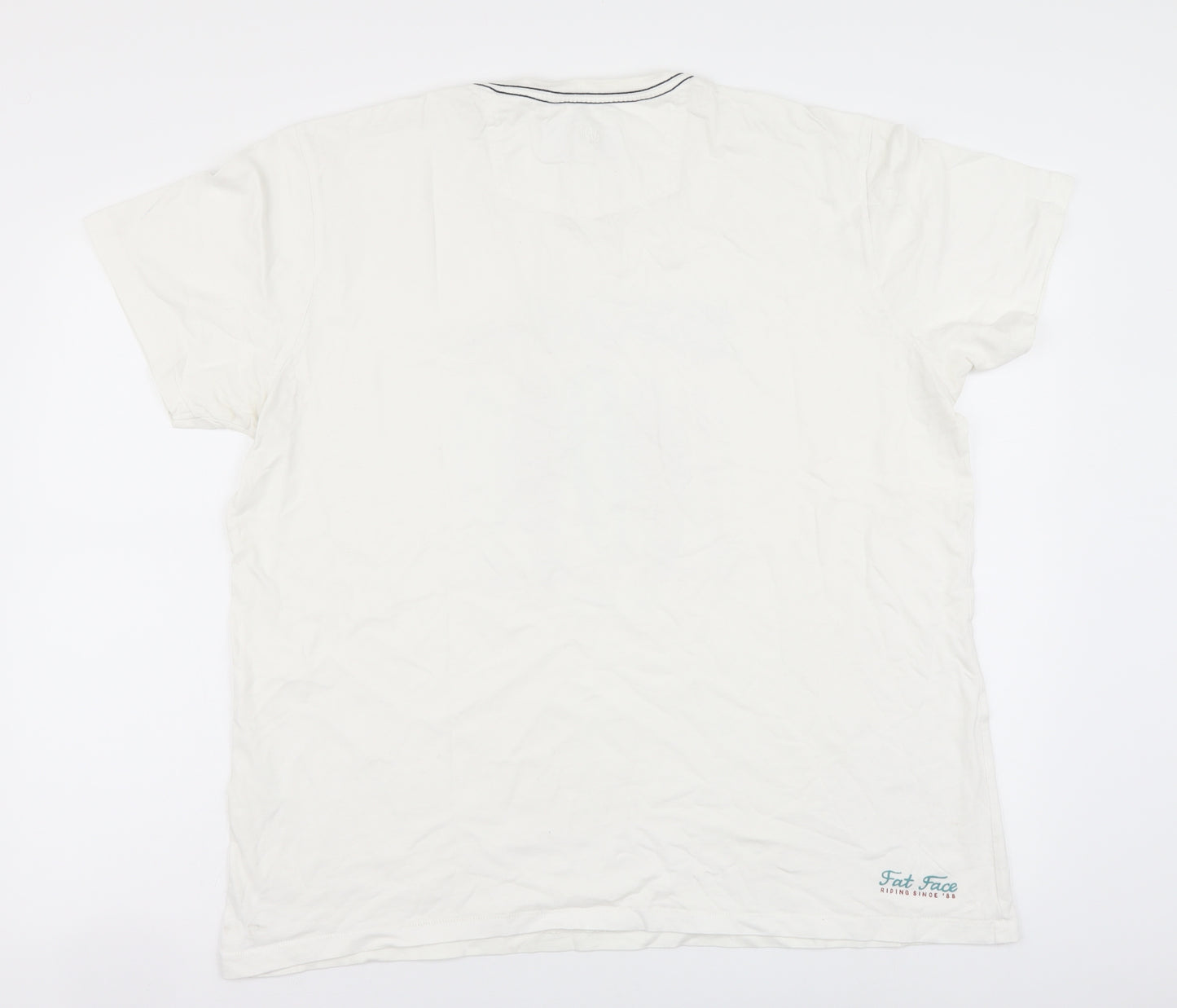 Fat Face Mens White Cotton T-Shirt Size L Round Neck
