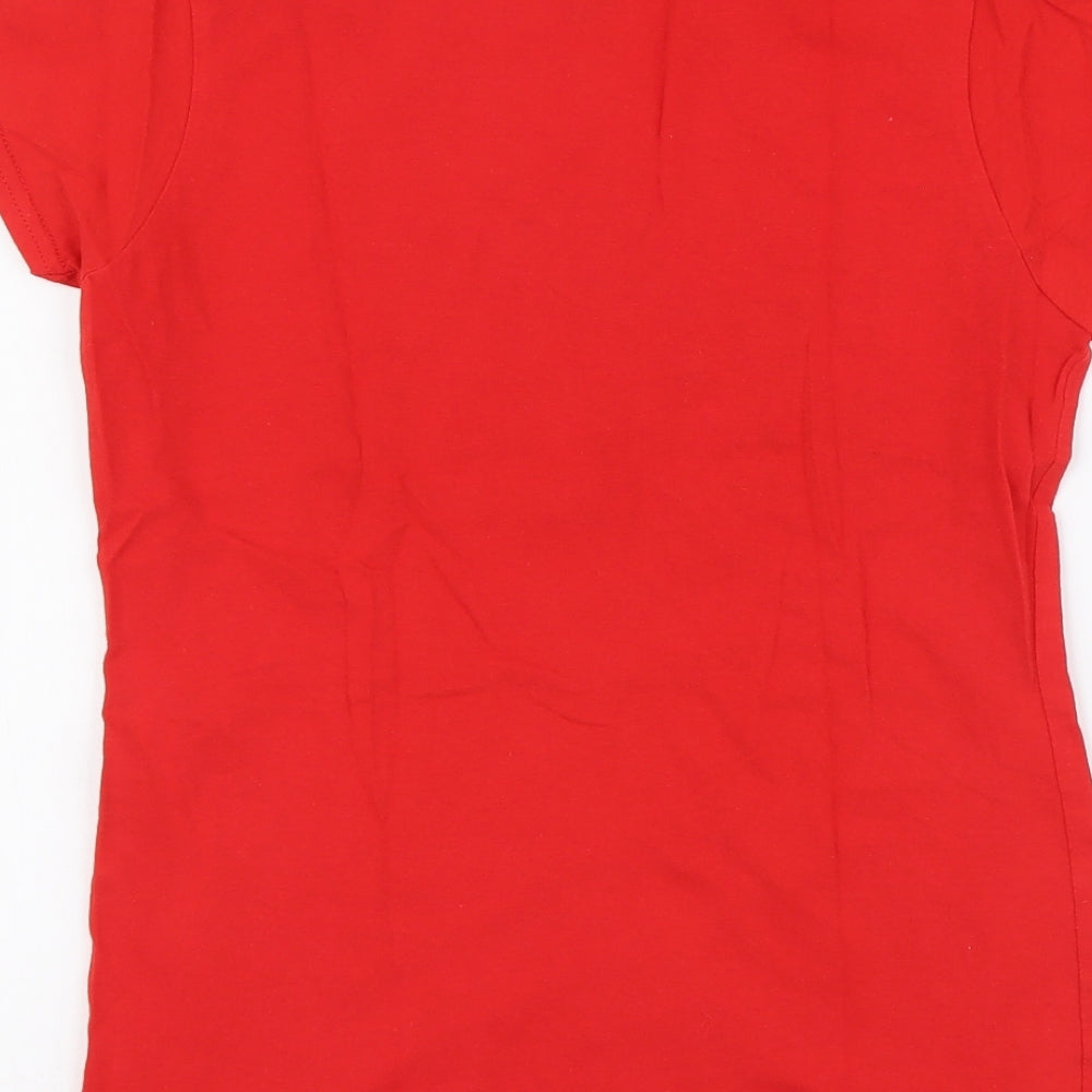 Gildan Womens Red Cotton Basic T-Shirt Size S Round Neck - Tea Rex